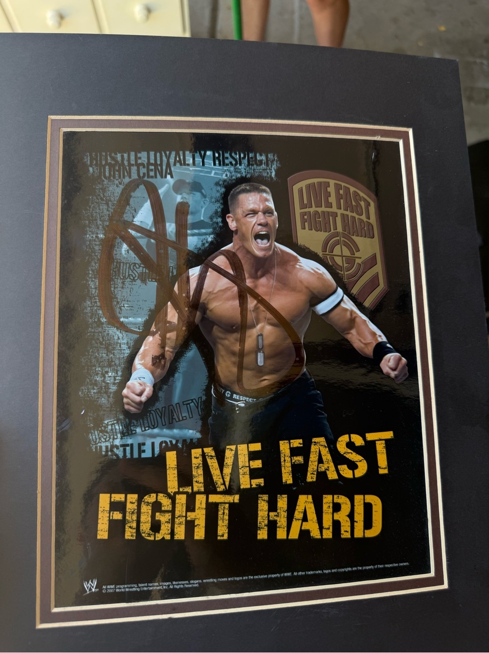 Signed Jonh cena Live Fast Fight Hard' Motivational Poster - Black/Yellow